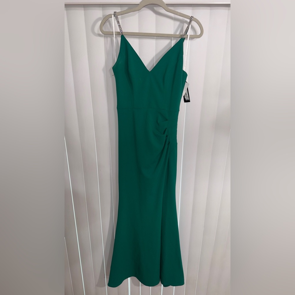 Xscape Teal Maxi Dress with Chain Straps